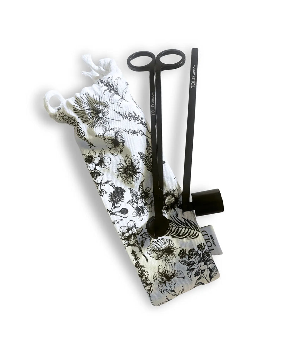 Told London Wick Trimmer and Snuffer Set in cotton bag
